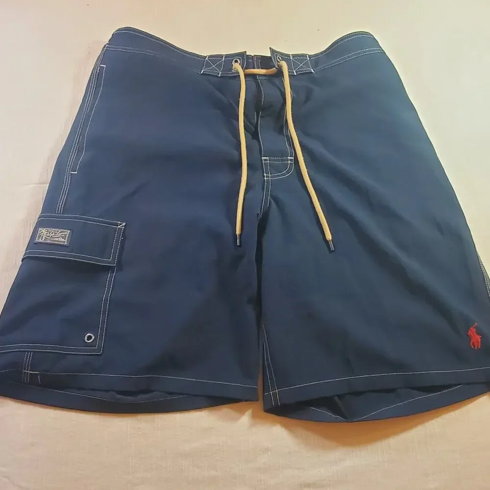 Polo Ralph Lauren Mens Size Medium Swim Trunks Shorts Dark Blue Navy Pony Logo
